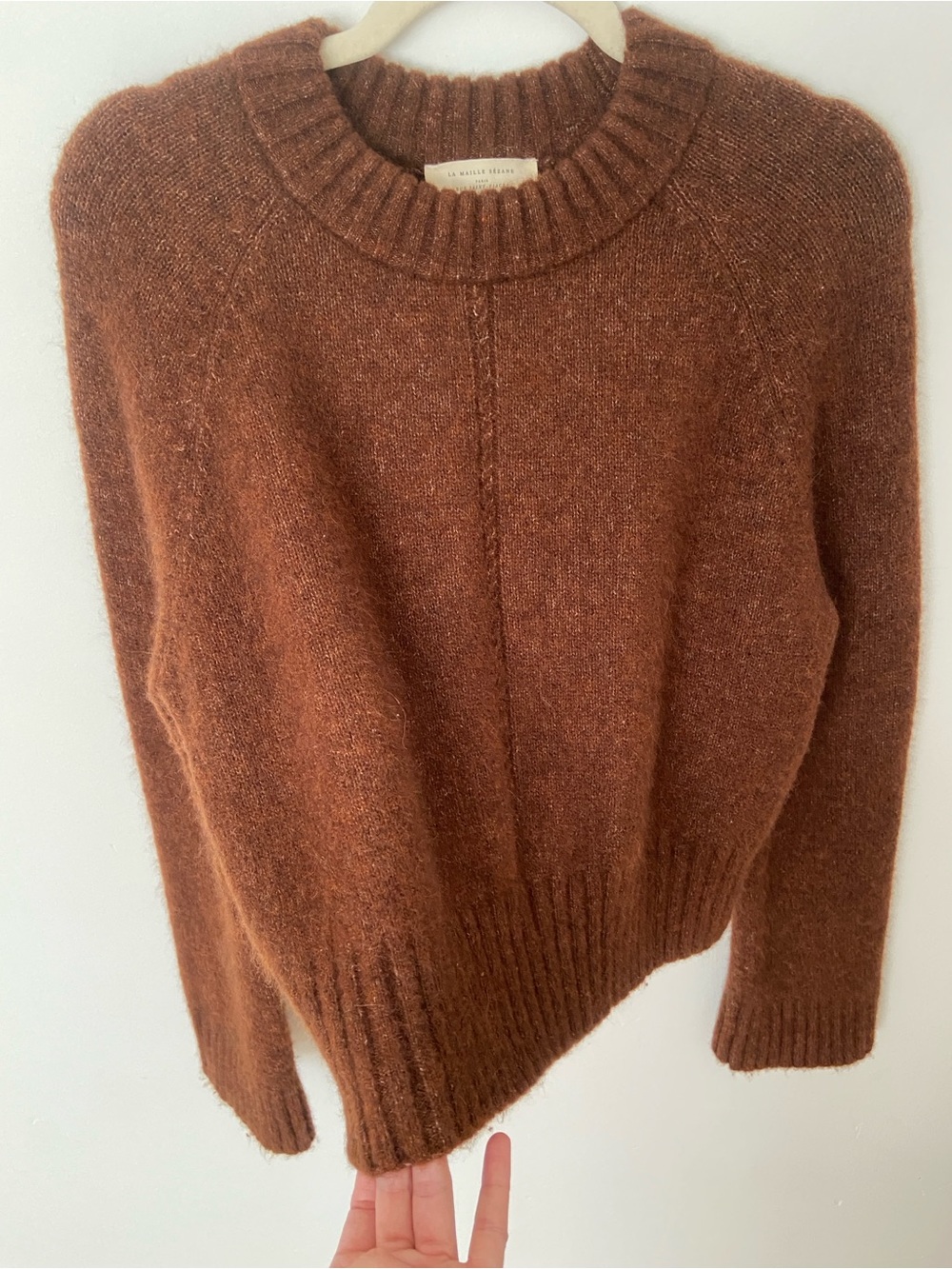 Sezane Sama Jumper Chestnut Brown Baby Alpaca Crew Sweater size XS - Picture 10 of 11